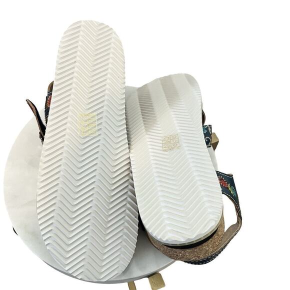 L'Artiste x Jane & Coco Leather Gabriola Platform Sandals Size 9 Navy Multi NIB - Picture 7 of 8